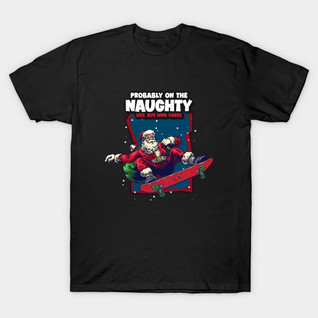 Skater Santa Clause Christmas T-Shirt by DAGHO